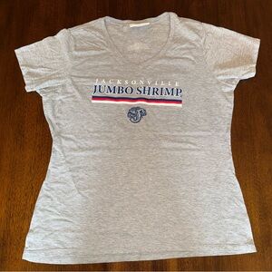 Jacksonville Jumbo Shrimp Gray V Neck Shirt Minor League Baseball Size Large